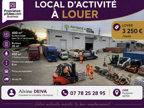 Locaux d'activités 380m2 700m2 terrain Accès PL