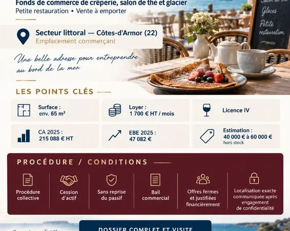 Crêperie, glacier, salon de thé 65 m² ERQUY