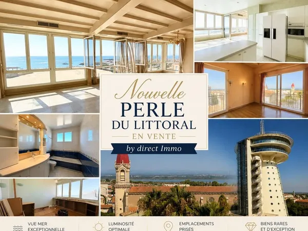 Palavas ,dernier étage privatif en vue mer panoramique , T4/