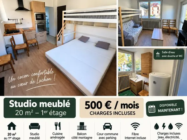 Location studio meublé 20m² à l'année
