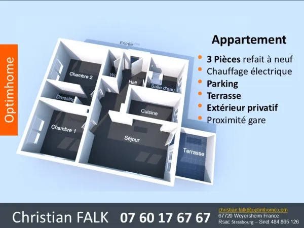 Appartemente 3 pièces, espace extérieur, parking