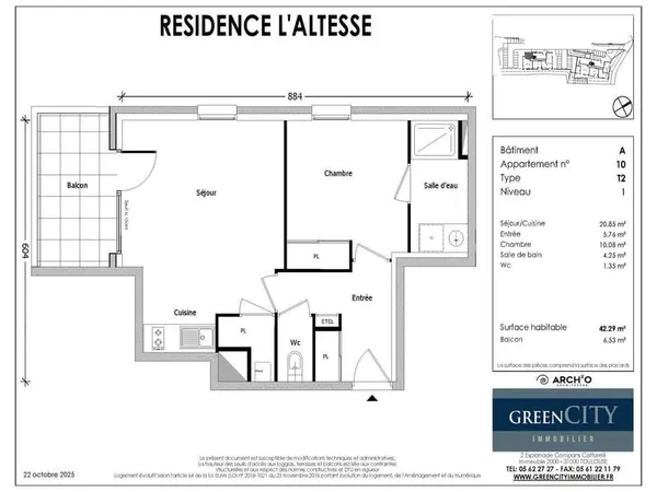 Appartement 2 pièces 42 m²