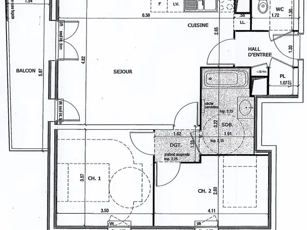Apt T3 65m2 198k Vaulx-en-Velin