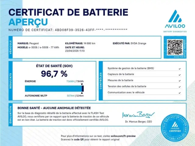 Peugeot 5008 electrique 210 ch 73 kwh