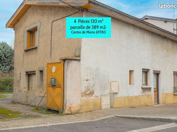 Centre de Mions (69) maison 4 pièces 130 m² sur parcelle de 389 m2
