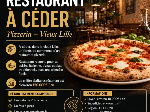 RESTAURANT PIZZERIA à CEDER dans le VIEUX LILLE (59)
