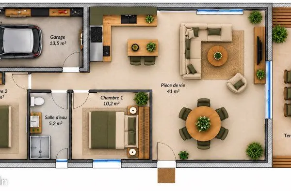 Maison 72m2 avec garage