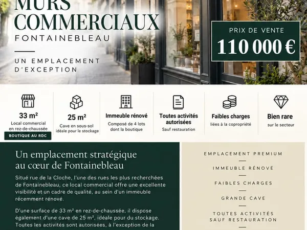 Vente Boutique/Local commercial 33 m²