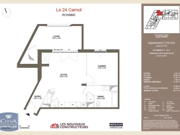 Appartement 2 pièces 51 m²