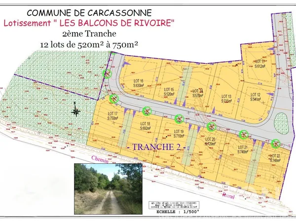 CARCASSONNE ? Terrain constructible viabilisé de 521 m² dans le lotissement Les Balcons de Rivoire