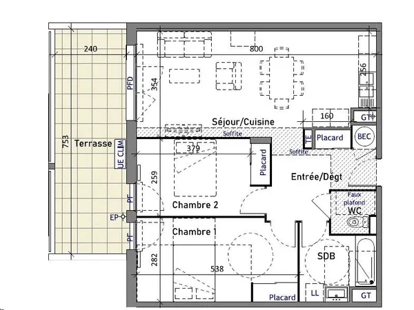 APPARTEMENT T3 de 69,65 m²