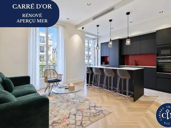4 pièces 94 m² - Rénové - aperçu mer - Carré d'Or