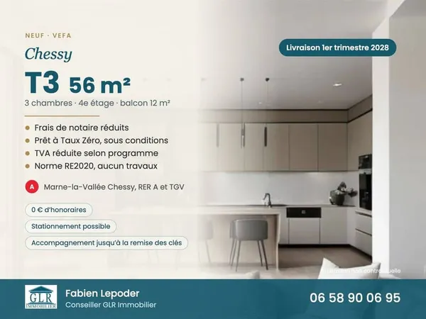 Appartement 3 pièces 56 m²