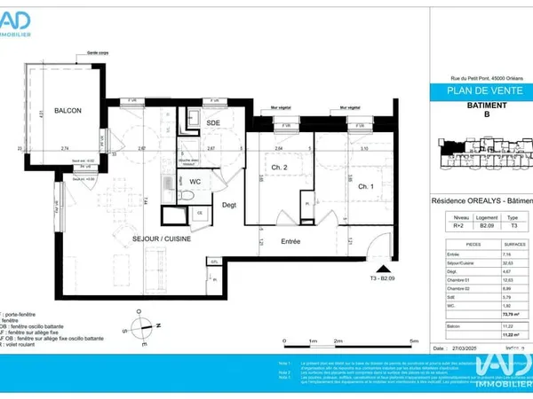 Appartement 3 pièces 73 m²