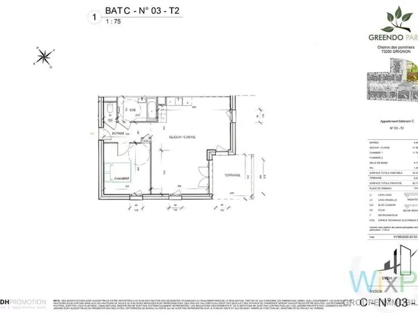 Appartement 2 pièces 54 m²