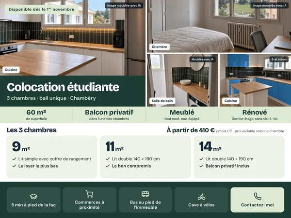 Appartement 4 pièces 60 m²