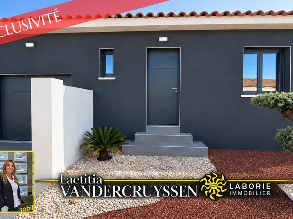 A vendre maison neuve de plain-pied, garage et jardin piscin