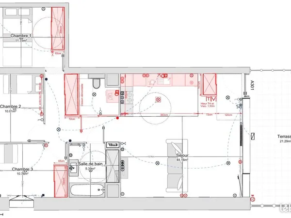 T4 de 82 m2 avec terrasse - Lyon 7