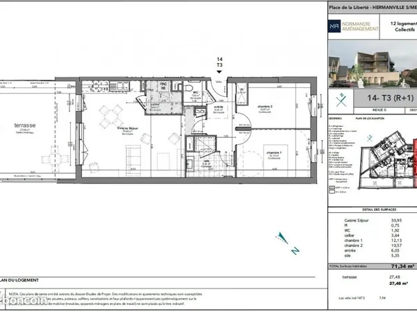 Appartement 71 m² Hermanville Sur Mer