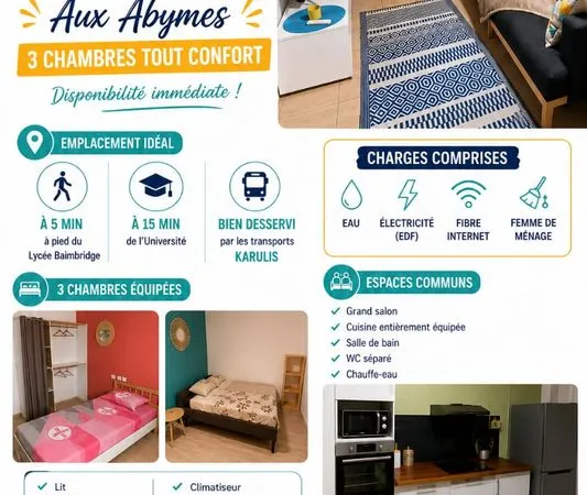 Appartement en colocation à Dugazon/Abymes