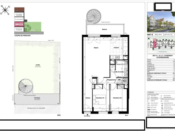 appartement à vendre 3 pièces CABOURG (14390) rez de jardin