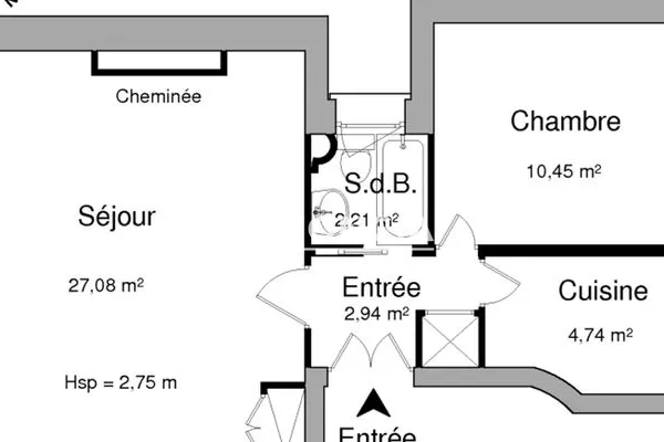 Appartement 2 pièces 47 m²