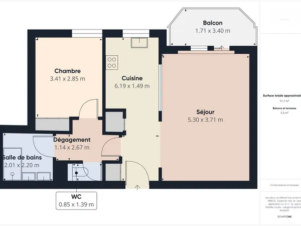 Appartement 2 pièces 53 m²