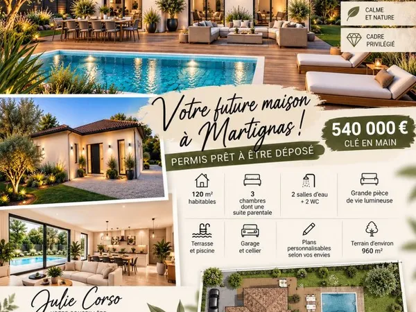 Projet de construction d'une maison 120 m² avec terrain à MARTIGNAS-SUR-JALLE (33)