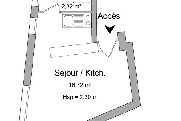 Appartement 1 pièce 19 m²