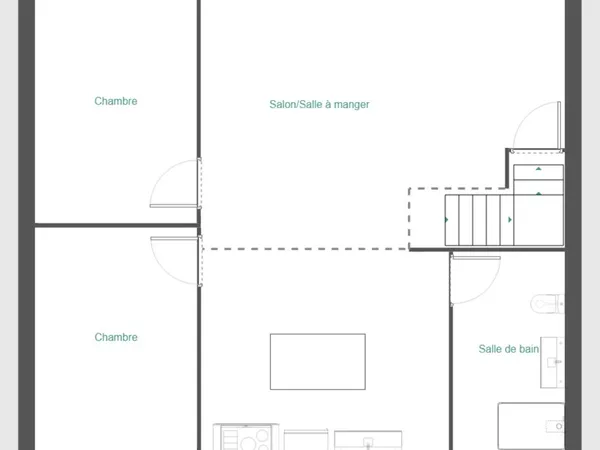 Appartement T3 en plateau brut et avec 2 stationnements - 45m2- Granville quartier Jean Jaurès