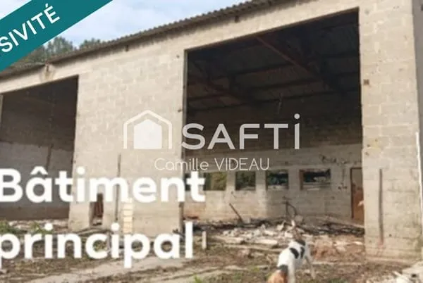 Immeuble de 425m2 viabilisé et terrain de 9663m2