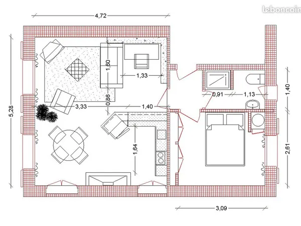 A louer appartement meublé deux pièces Avignon Intramuros