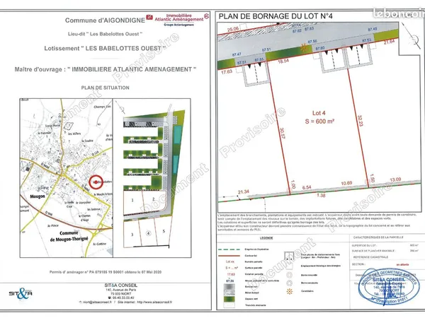 Terrain 600 m² Aigondigné
