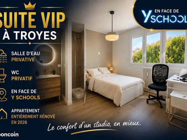 🎓 Suite Étudiante Premium Neuve face à Y Schools, Salle d'eau privative • Tout inclus • Disponible 2