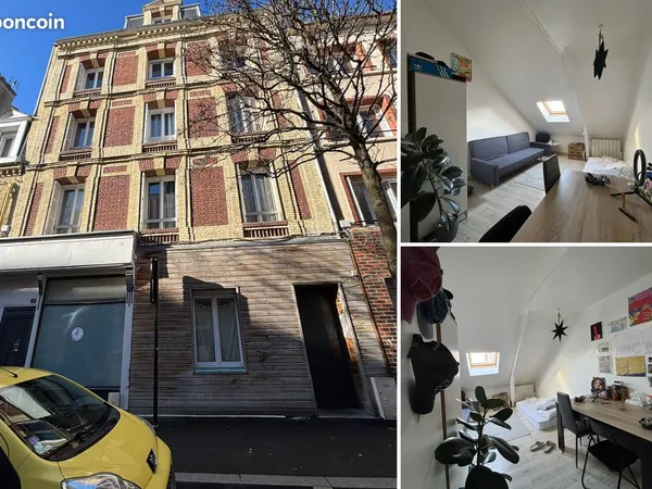 Le Havre - Studio sous les toits, 4e étage, libre. Idéal pour investisseur