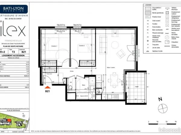 Appartement 3 pièces 66 m²