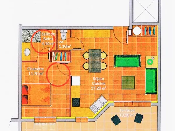 UN APPARTEMENT T2, AVEC TERRASSE ET PARKING, A PERPIGNAN SUD