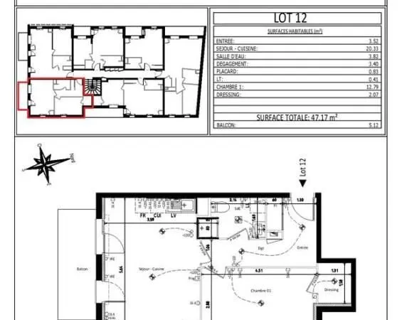 Appartement 2 pièces 47 m²