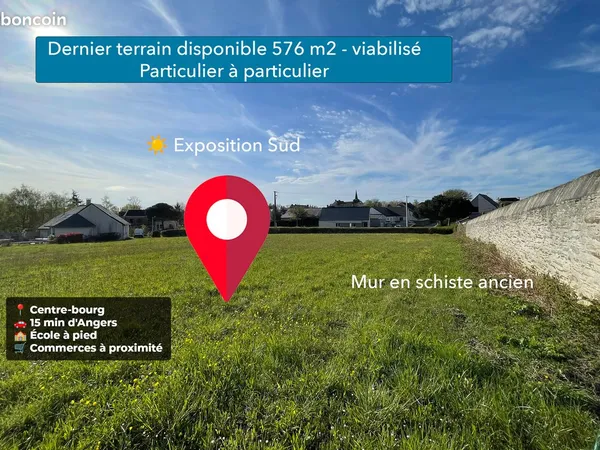 RARE À VAUCHRÉTIEN - Terrain viabilisé de 576 m² - Plein Sud - 15 min D'ANGERS
