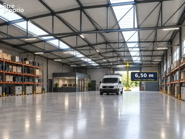 À vendre, dépôt de 591m2 avec terrain, places de parking et quai de déchargement dans la ZI 'La Chau