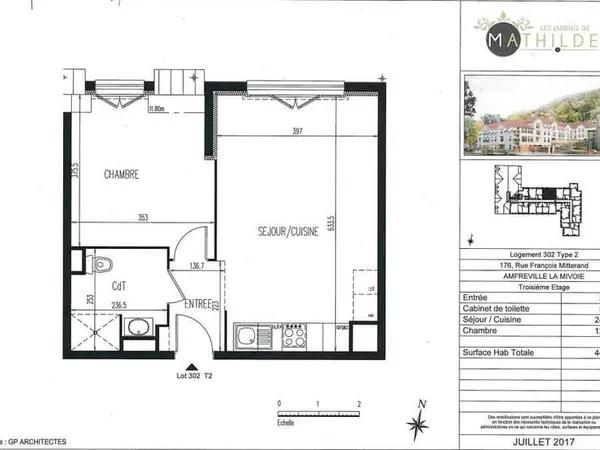 Appartement 2 pièces 44 m²