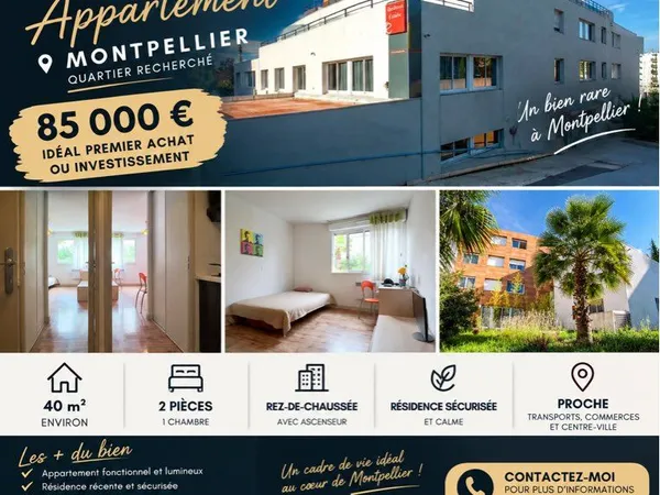 Appartement 40m2 2 chambres 2Sdb