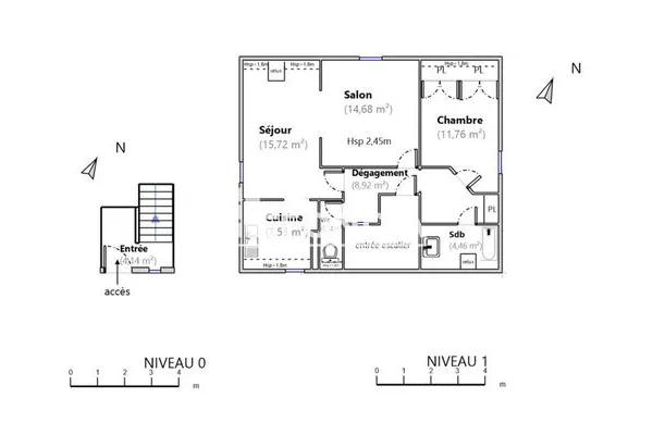 Appartement 2 pièces 69 m²
