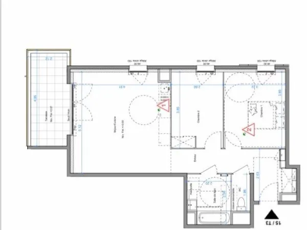2 chambres en colocation - T3 meublé neuf - terrasse + Parking privé - Echirolles 550 charges compri