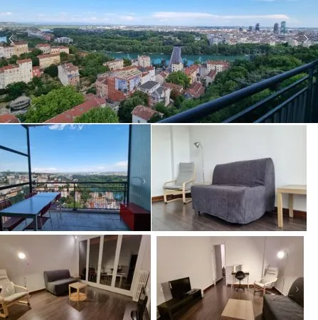 GRAND T2 MEUBLÉ 61 m² - LYON 4 CROIX-ROUSSE - TERRASSE - VUE PANORAMIQUE