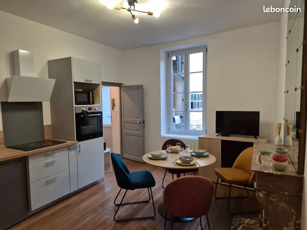 Dijon hypercentre - Superbe T2 meublé 38 m² - Calme - Petit extérieur - Prêt à vivre
