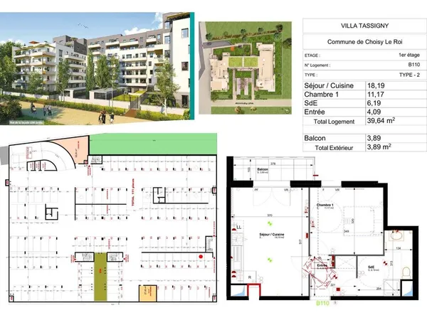 à€ppartement F2 de 43,53 m² avec balcon et parking