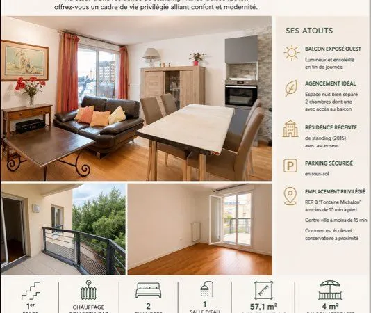 À vendre Appartement 3 pièces 56.19 m² - Antony 92160 ANTONY VILLA GEORGIA Laissez-vous séduire par 