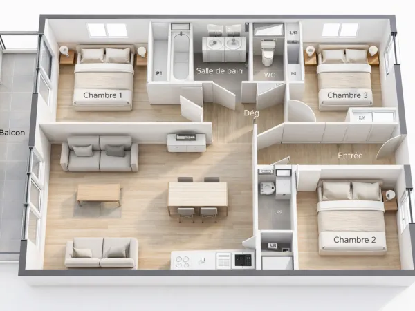 Appartement 4 pièces 84 m²