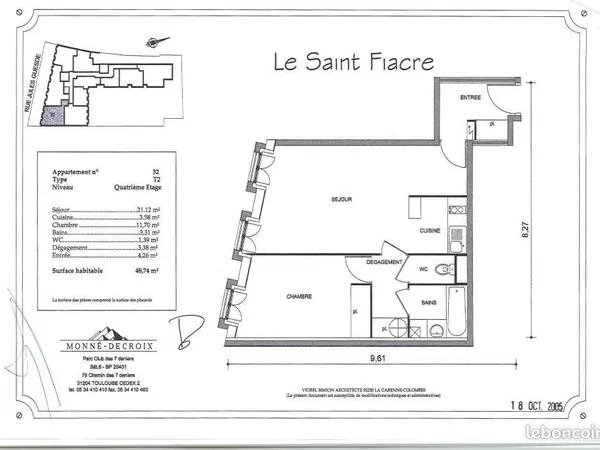 F2 49 m² À VENDRE - GAGNY - DERNIER ÉTAGE - 2 PARKINGS